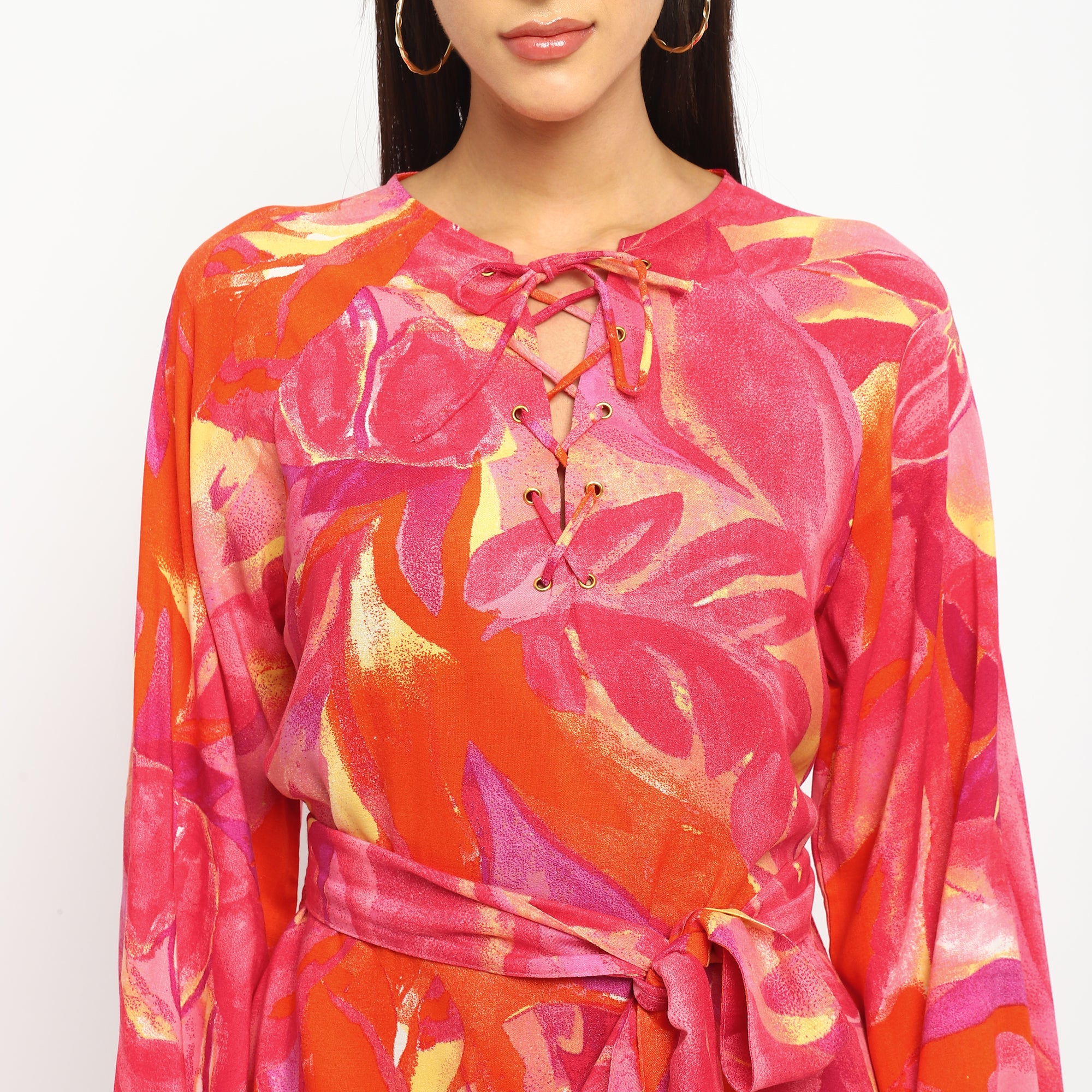Tropical Pink Printed Mini Dress